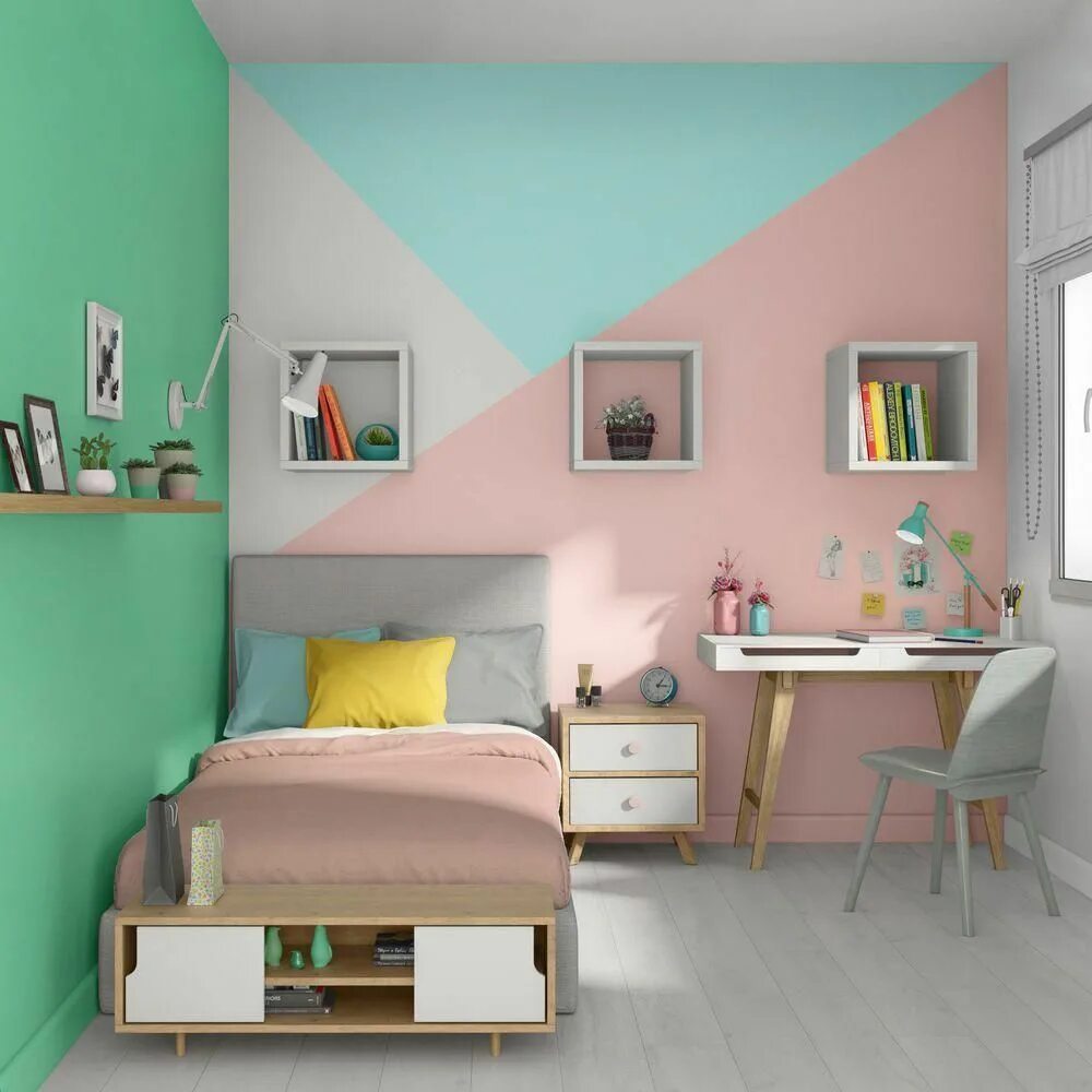 Покрасить комнату дизайн Une peinture graphique dans la chambre d'enfant #DecoracionCuartoPrincesa Bedroo