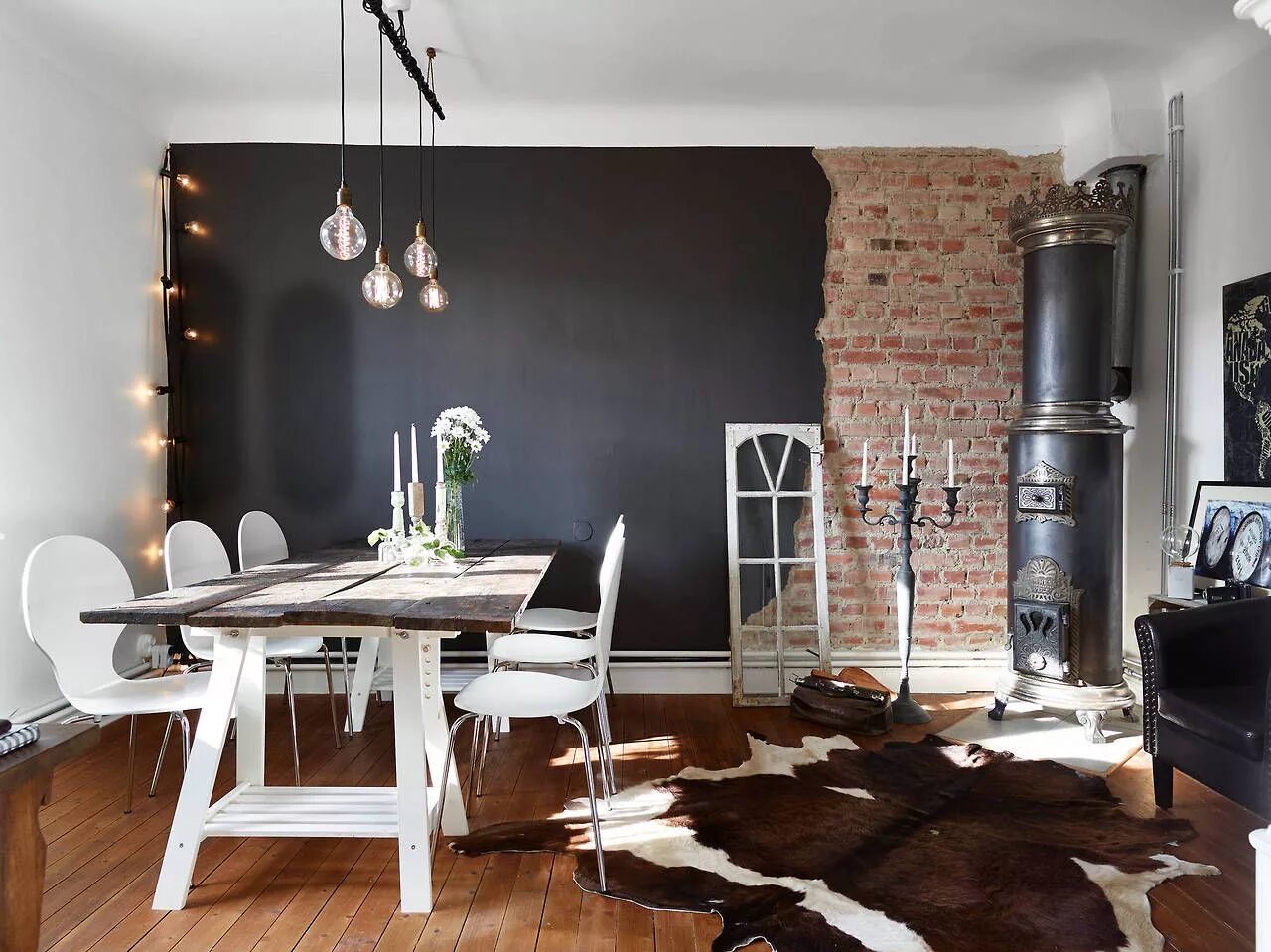 Покрасить стену в стиле лофт Gravity Interior : Source: Stadshem Salle a manger scandinave, Murs intérieur de