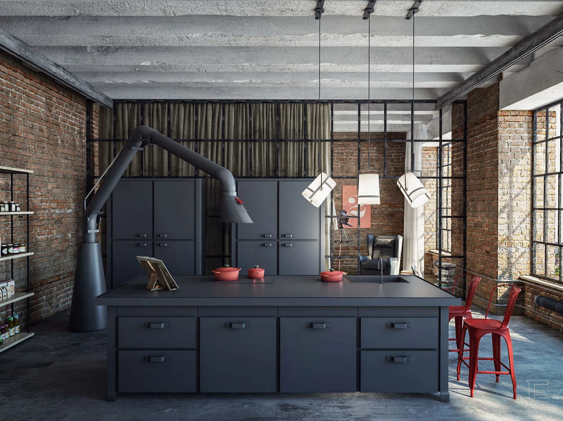 Покрасить в стиле лофт INDUSTRIAL LOFT :: Behance