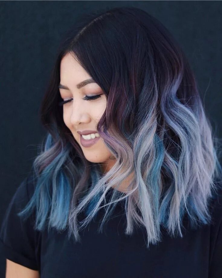 Покрасить волосы фото на средние волосы Blue & Violet Balayage Violet hair colors, Purple blonde hair, Balayage hair blo