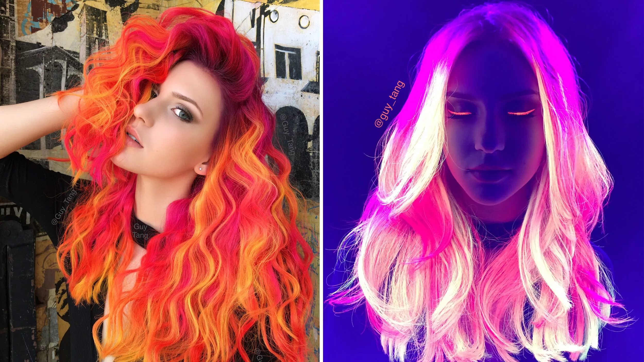 Покрасить волосы онлайн на фото Glow-in-the-dark hair? Yes, it's a real thing Neon hair, Carmel hair color, Hair