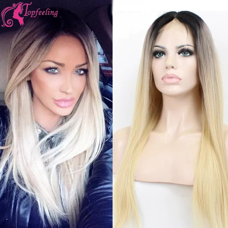 Покраситься в светлый фото 2016 Glueless Two Tone Ombre 1b/#613 Lace Front Wig Blonde Human Hair Full Lace 