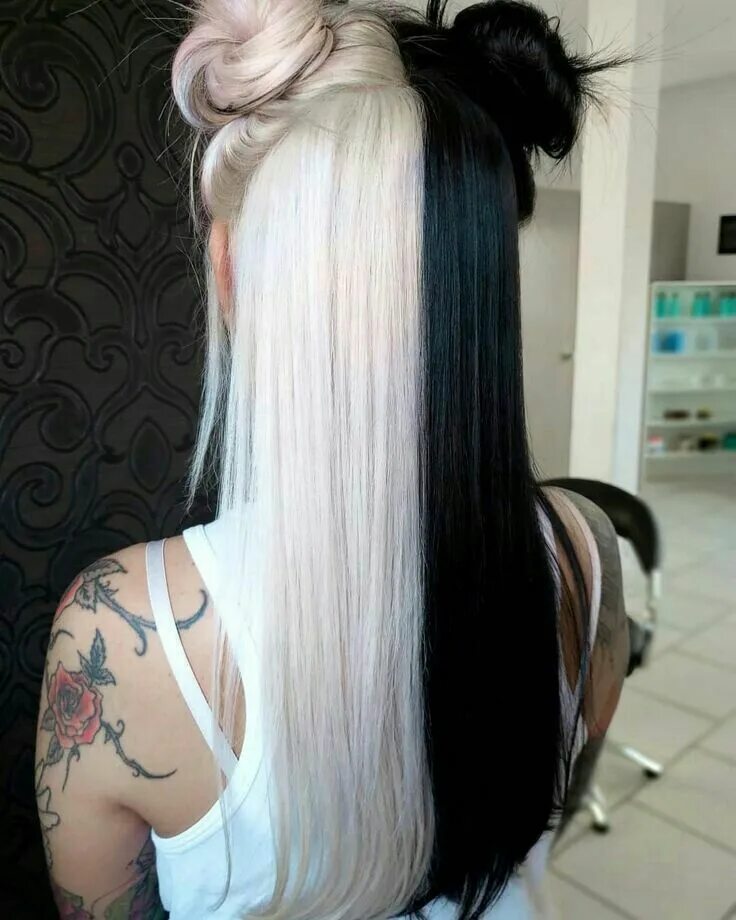 Покраска черно белых фото Pin on cabelos Split dyed hair, Half dyed hair, Hair streaks