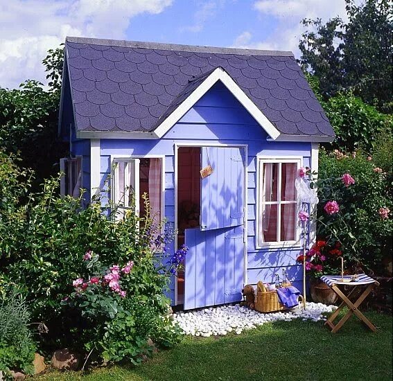 Покраска дачи фото Garden Blues Backyard sheds, Painted shed, Shed