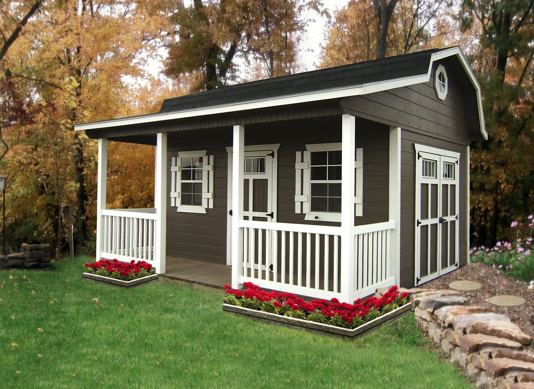 Покраска дачи варианты Storage Sheds Shed with porch, Backyard porch, Garden shed interiors