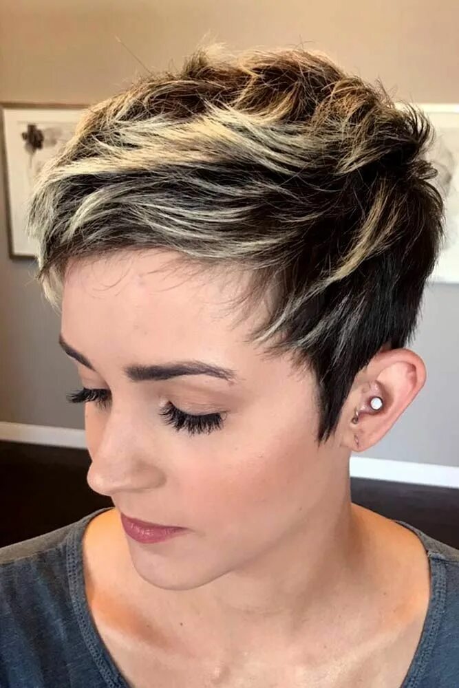 Покраска коротких женских стрижек #Amazon link) Short Edgy Pixie Hairstyle #pixiehairstyles #pixiecut #shorthair #