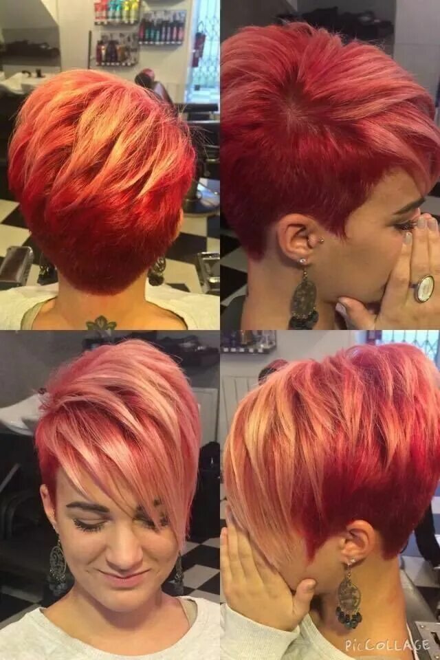 Покраска коротких женских стрижек Pin de Michelle Alexander LeBlanc en COLORS--Red & Maroon Estilo de pelo corto, 