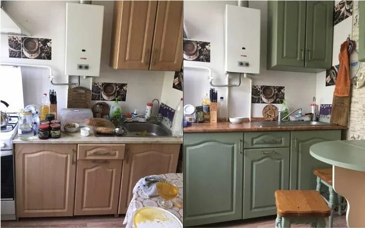 Покраска кухни своими руками в домашних условиях Kitchen cabinets diy Оливковая кухня, Кухня в стиле винтаж, Кухня