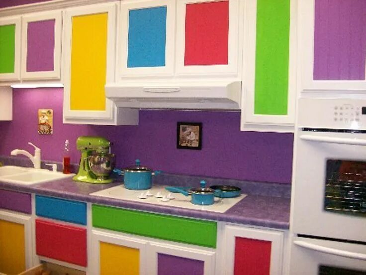 Покраска кухни в два цвета дизайн фото Really Colorful Kitchen at Awesome Colorful Kitchen Design Ideas Home Inspiratio