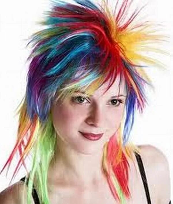 Покраска перьями фото Rainbow Punk hair color, Funky hairstyles, Funky hair colors