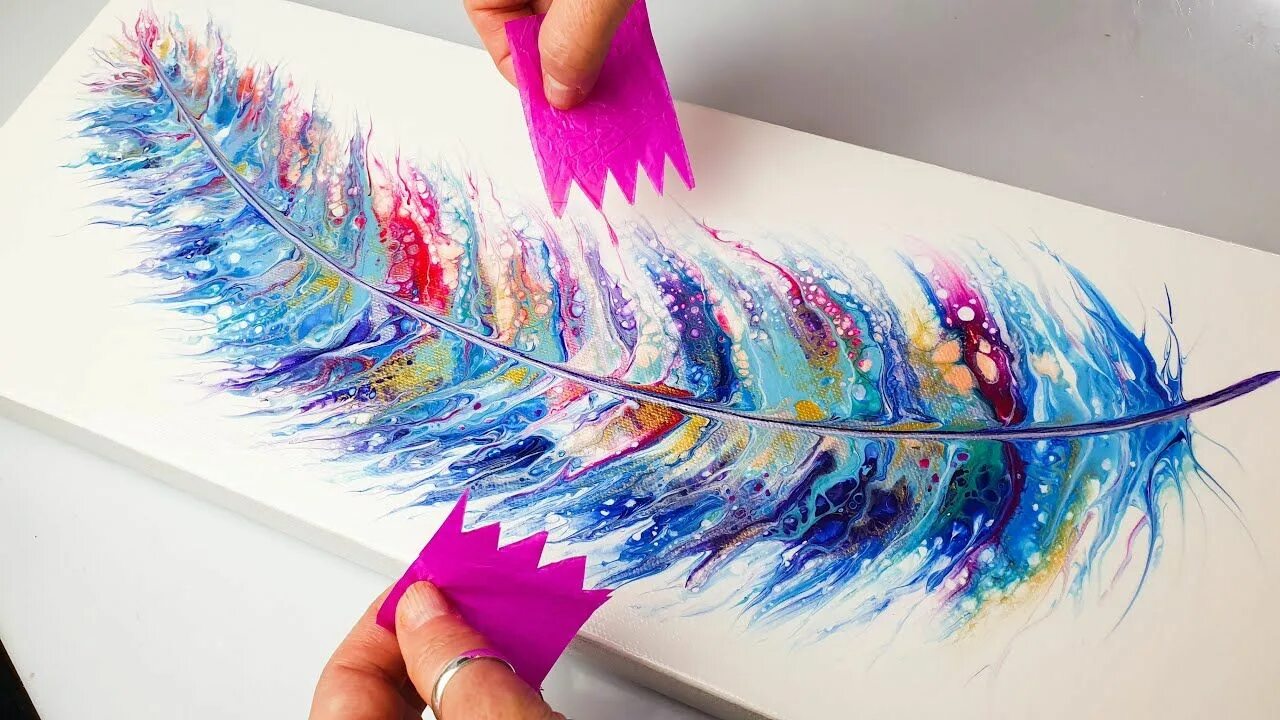 Покраска перьями фото STUNNING Feather - Acrylic Swipe ANYONE Can Try! AB Creative Tutorial Acrylic pa