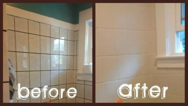 Покраска плитки фото до и после $500 Bathroom Makeover in 3 Days Bathroom tile diy, Bathroom makeover, Diy bathr