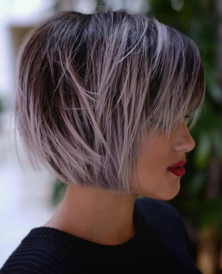 Покраска прически каре Choppy Brown and Lavender Bob Bobbed hairstyles with fringe, Bob hairstyles with