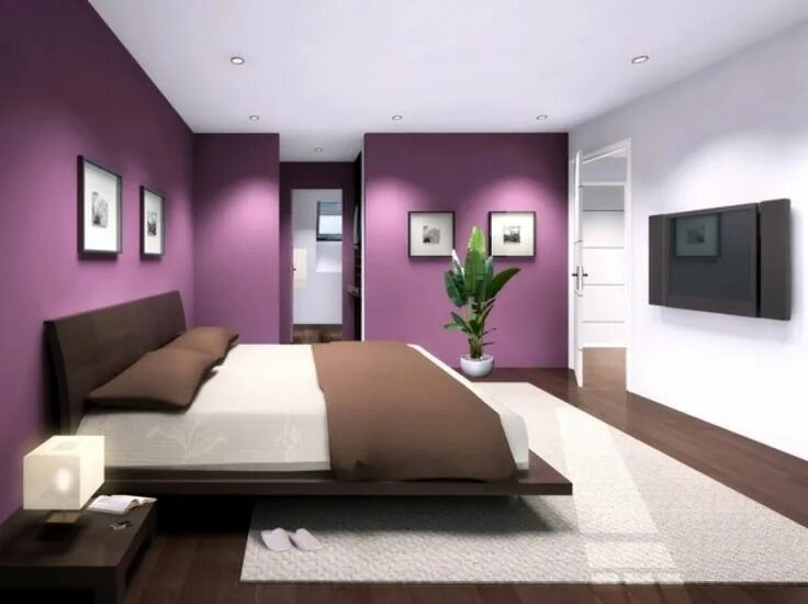 Покраска спальни дизайн Decorar la casa utilizando el color verengena Décoration chambre adulte, Déco ch