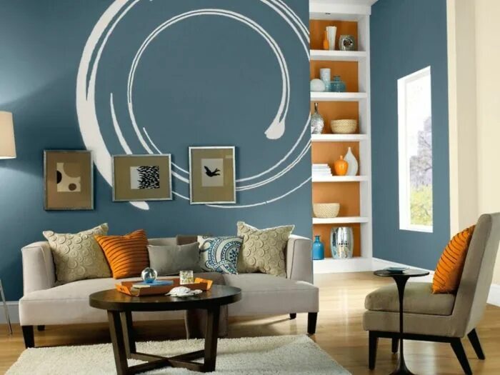 Покраска стен интерьер фото дизайн 44 Wandgestaltung Ideen, wie Sie den Raum beleben Living room orange, Blue livin