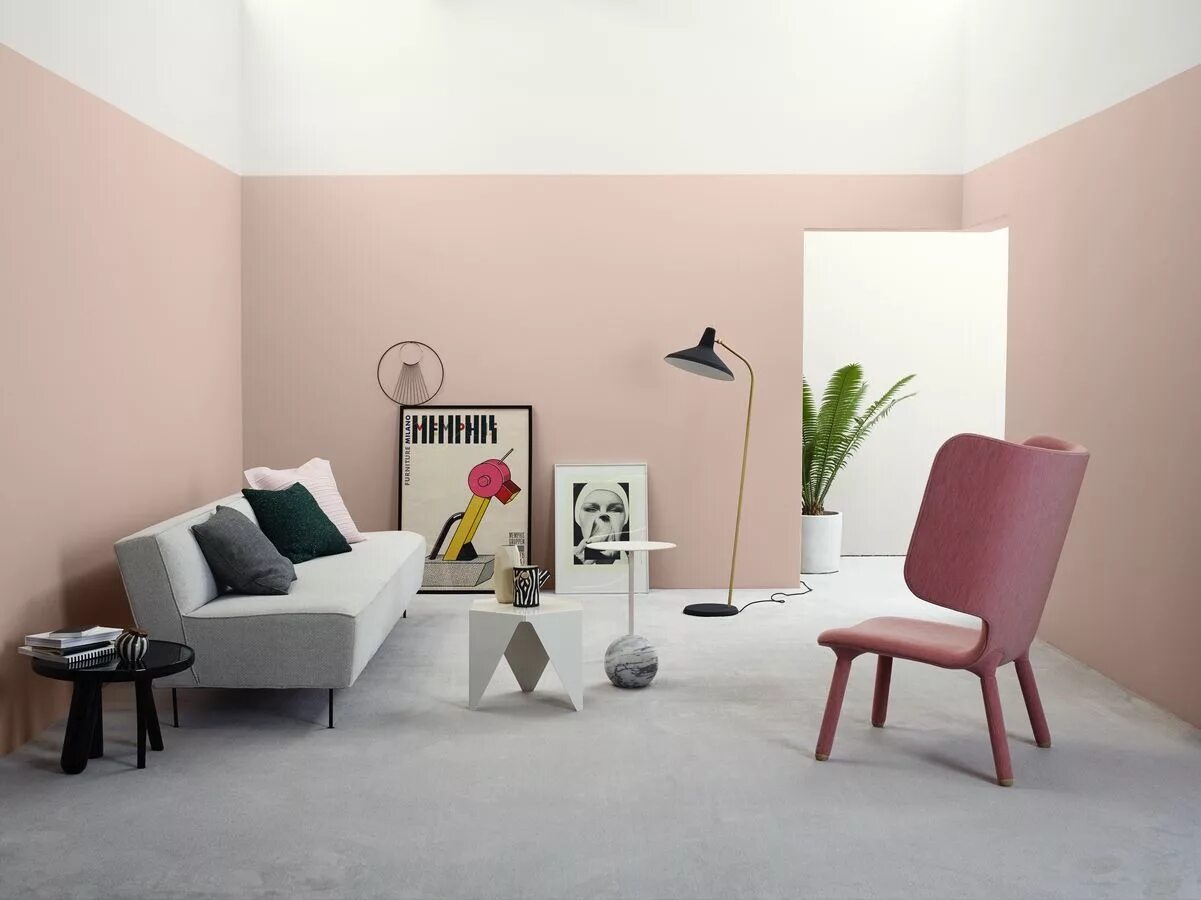 Покраска стен интерьере 1624 Skylight ve 2782 Deco Pink Living room paint, Pink painted walls, Pink wall