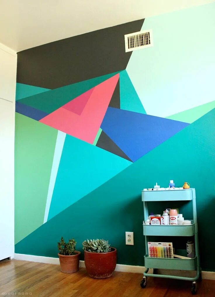 Покраска стен краской дизайн фото идеи Paint this: Geometric Wall Design Geometric wall paint, Geometric wall, Wall des