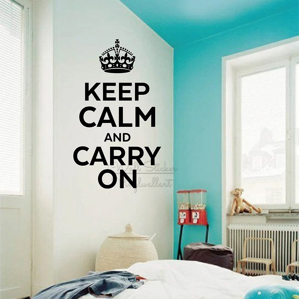 Покраска стен краской фото Keep Calm And Carry On Quote Wall Sticker Motivational Wall Quotes Decal Removab