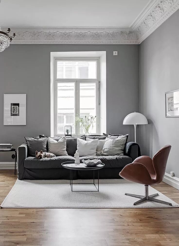 Покраска стен серый оттенок интерьер Beautiful and cozy home in grey - COCO LAPINE DESIGN Home living room, Living ro