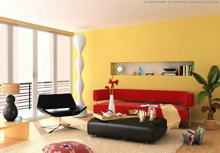 Покраска стен сочетание цветов в интерьере Yellow Room Interior Inspiration: 55+ Rooms For Your Viewing Pleasure Warna ruan