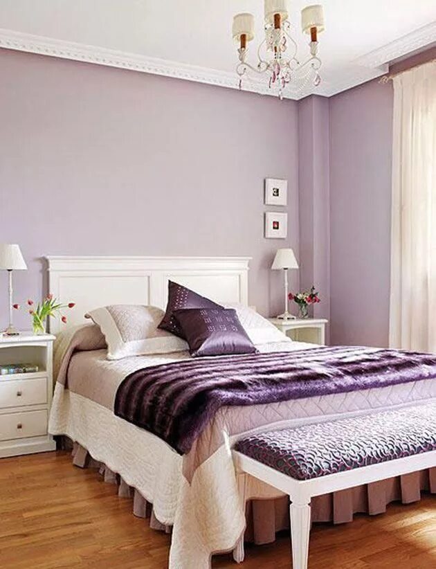 Покраска стен спальня дизайн фото Dormitorio decorado y pintado en color lavanda #bedroomcolors Purple bedroom des