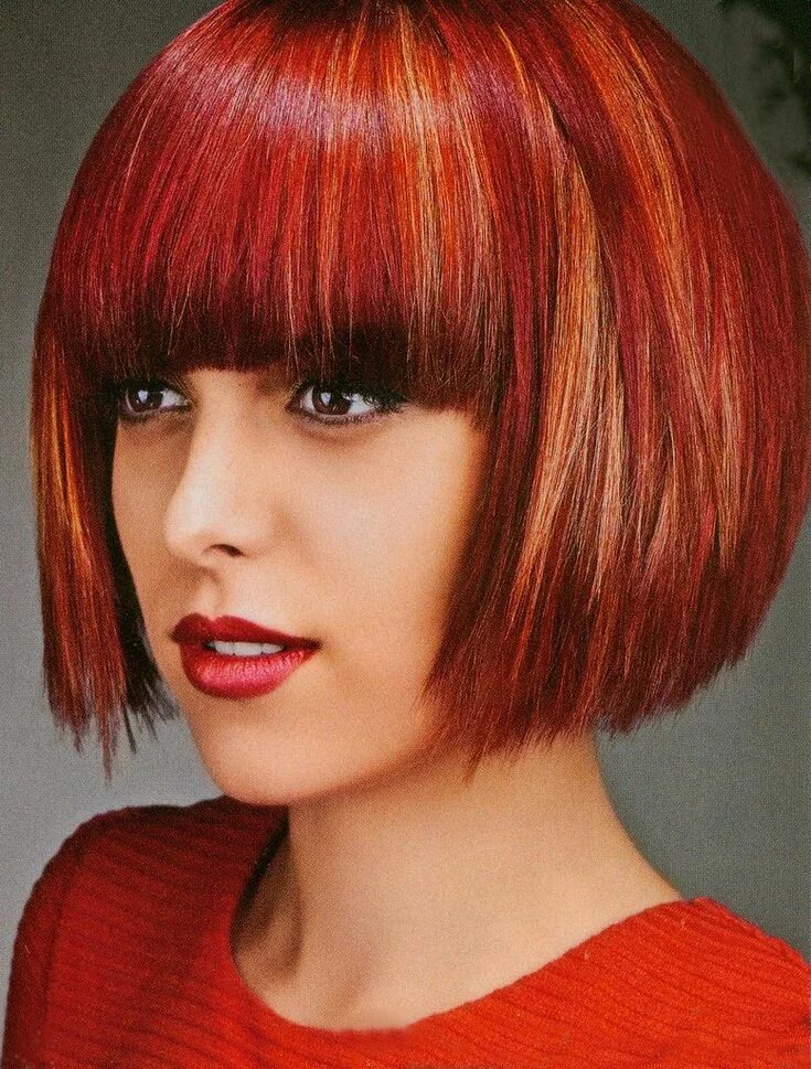 Покраска стрижки каре great bob with point cut ends Bob hairstyles, Red bob hair, Bob haircut with ban