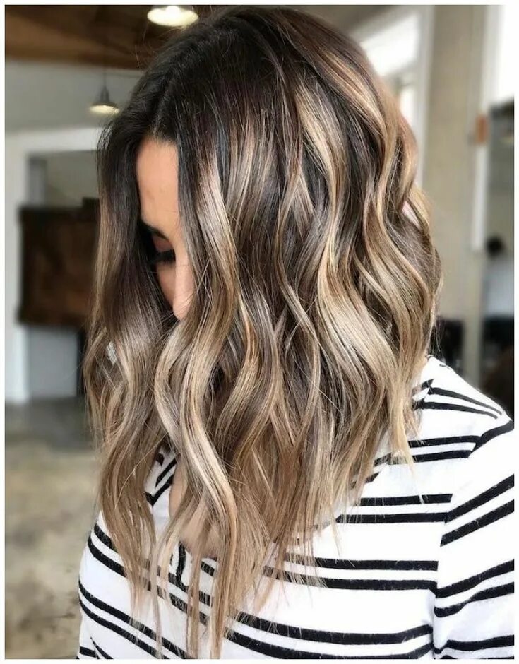 Покраска темных волос средней длины фото Best Hair Highlights Ideas Brunette hair color, Hair color techniques, Balayage 