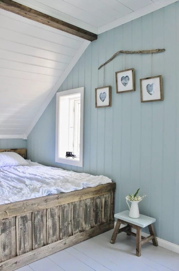 Покраска вагонки внутри дома фото Pin on habitaciones Cottage bedroom, Attic bedrooms, Home bedroom