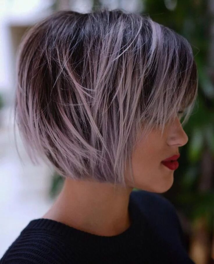 Покраска волос на каре фото Pastel Purple Balayage For Brown Bob Short hair styles, Short thin hair, Hair st