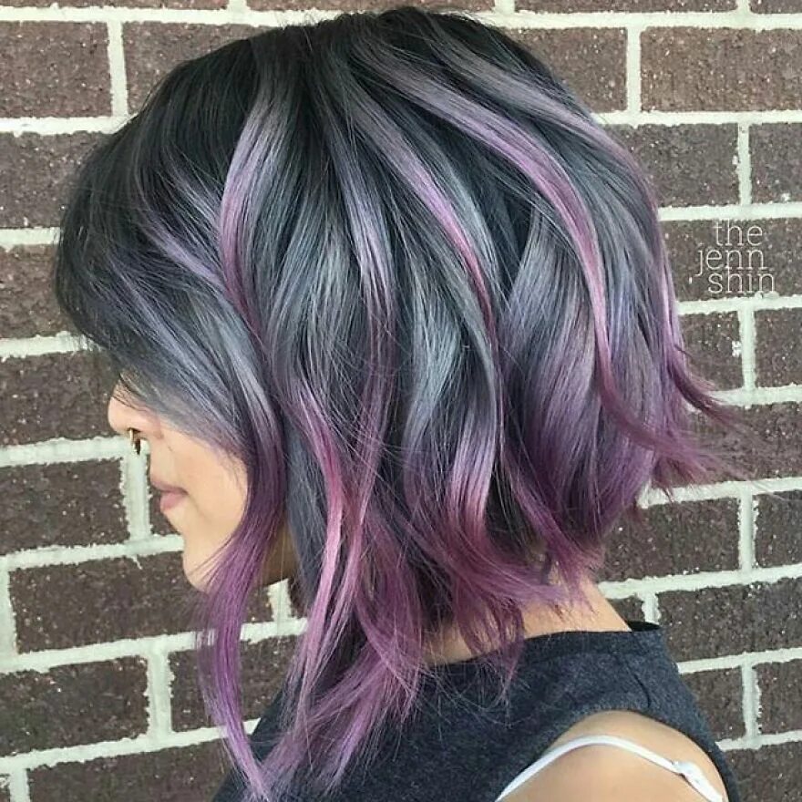 Покраска волос средней длины фото The Absolute Top 25 Bob Haircuts For Trendy Girls! Ombre hair color, Purple hair