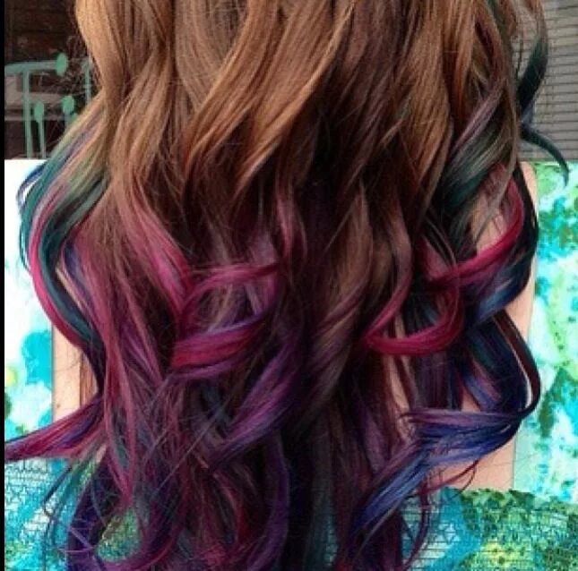 Покраска волос цвета фото Pink,Purple,Blue & Teal Dip Dyed Hair!!! Hair styles, Long hair styles, Ombre ha