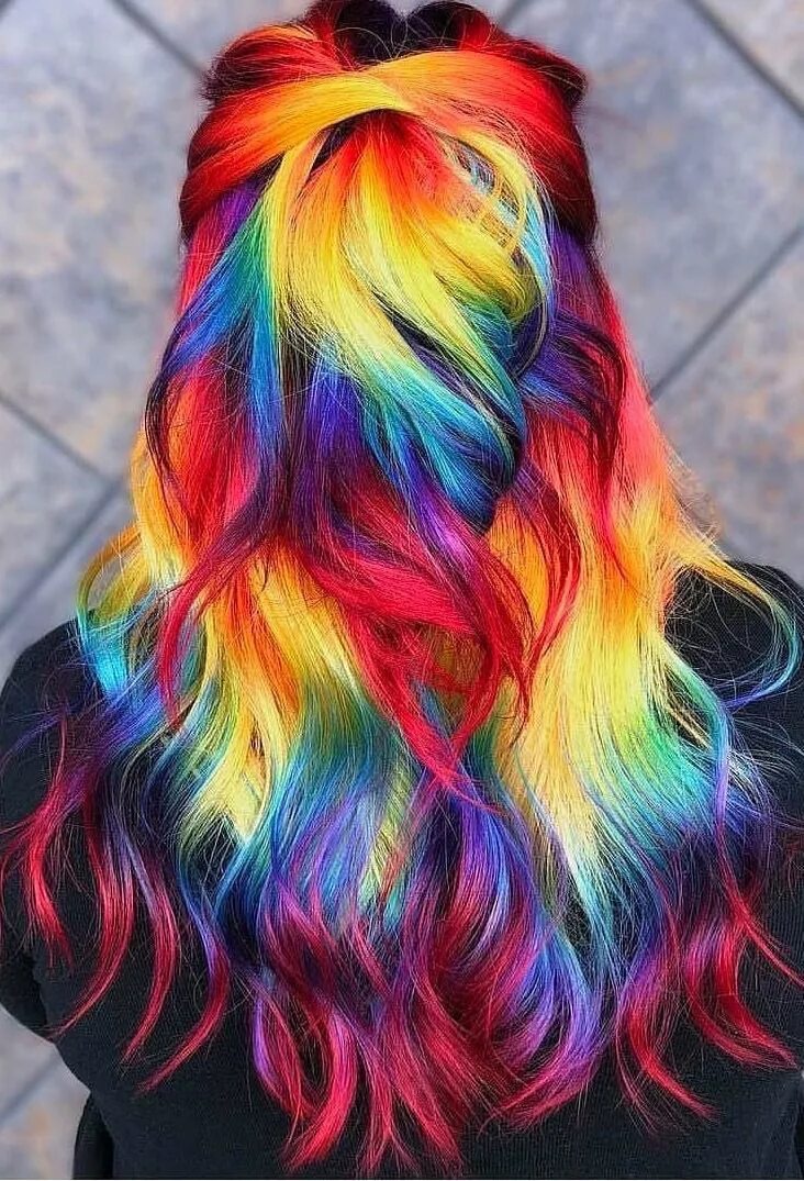 Покраска волос цвета фото Pin on Cabello Rainbow hair color, Hair dye colors, Hair styles