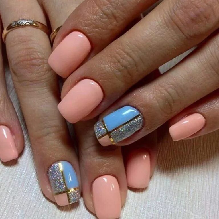 Покрытие гель лаком дизайн новинки Яркий маникюр Peach nails, Gel nails, Gel nail designs