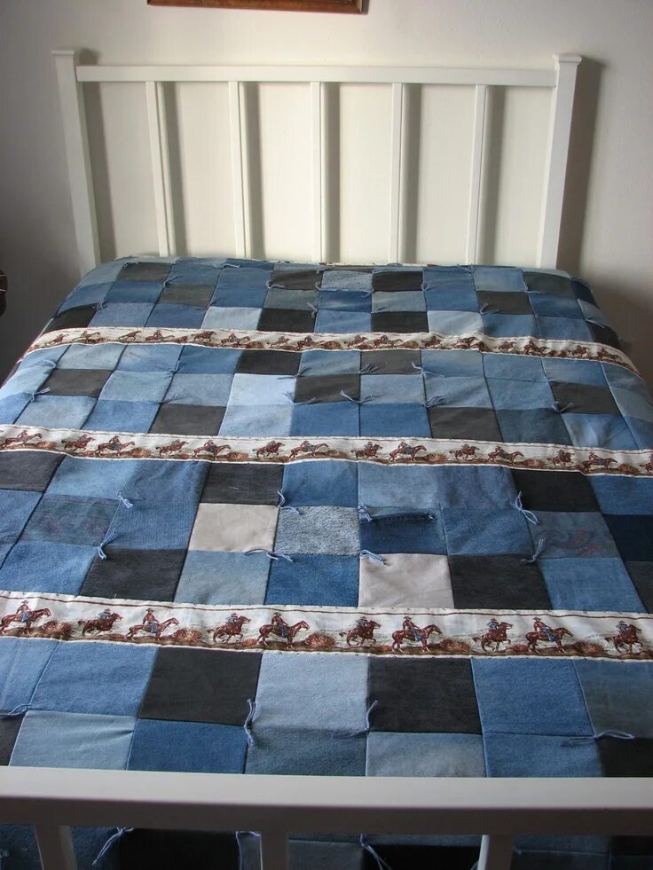 Покрывала из старых джинс фото Western jean quilt.. twin quilt or full comforter.. $100.00 plus shipping Jean q