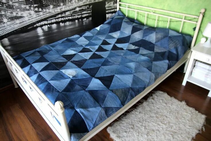 Покрывало из джинса фото Denim Jeans Quilt Patchwok, Patchwork denim, denim bedcover, bedcover, bedcover 