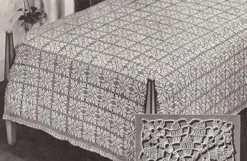 Покрывало крючком фото схемы Vintage Crochet PATTERN MOTIF BLOCK Bedspread Tradition * $7.99 Crochet bedsprea