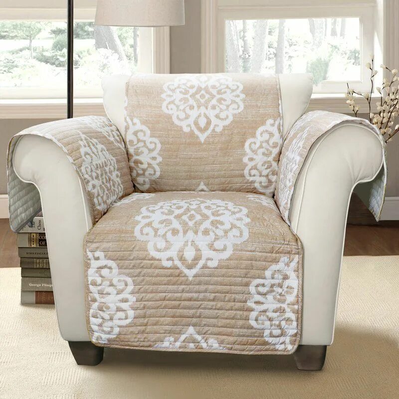 Покрывало на диваны фото на кресло Ring Box Cushion Armchair Slipcover Armchair slipcover, Arm chair covers, Slipco