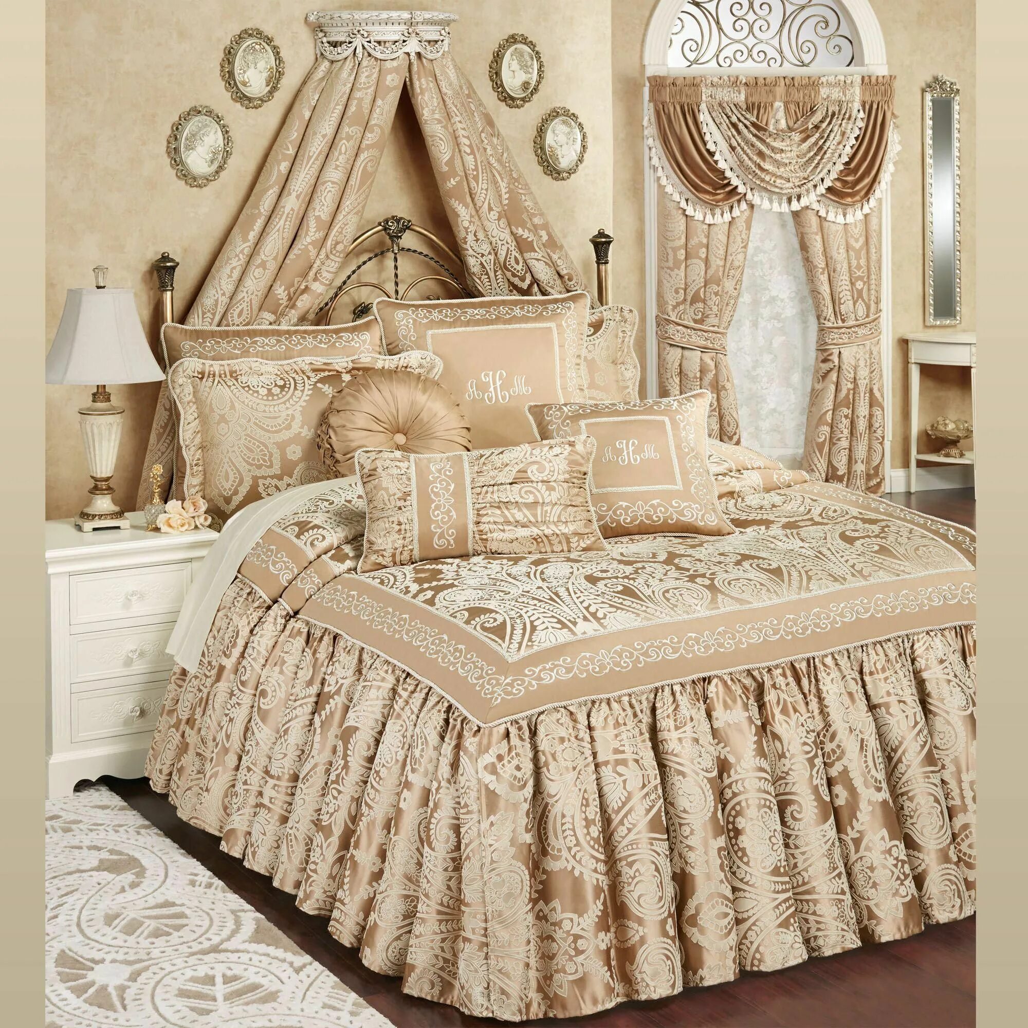 Покрывало на стену фото Monarch Golden Bronze Grande Flounce Bedspread #shabbychicbed in 2019 Shabby chi