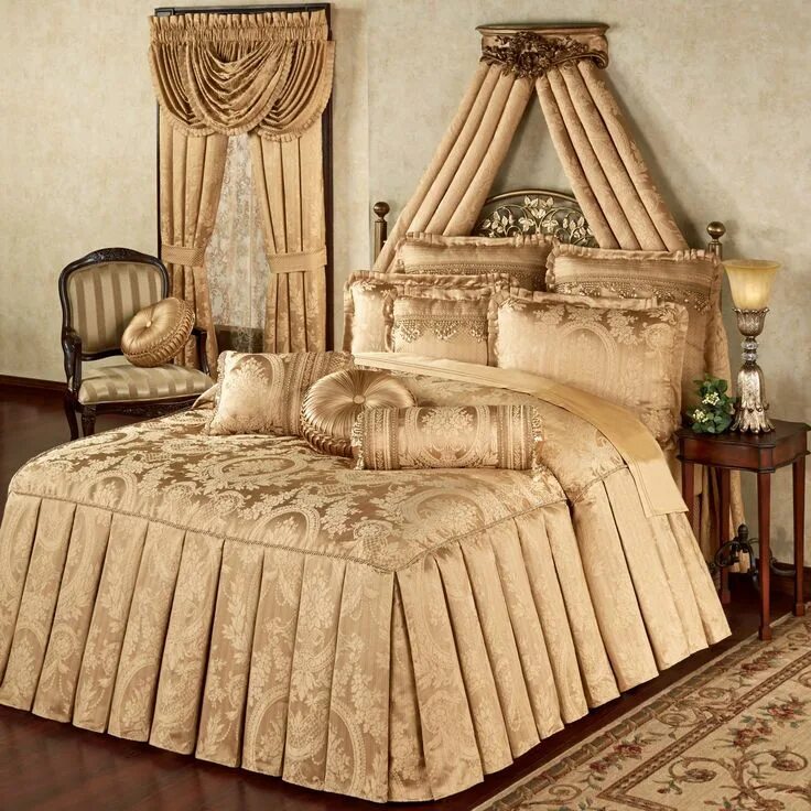 Покрывало на стену фото Corsica Tailored Oversized Gold Bedspread Bedding Gold bed, Luxury bedding, Bed 