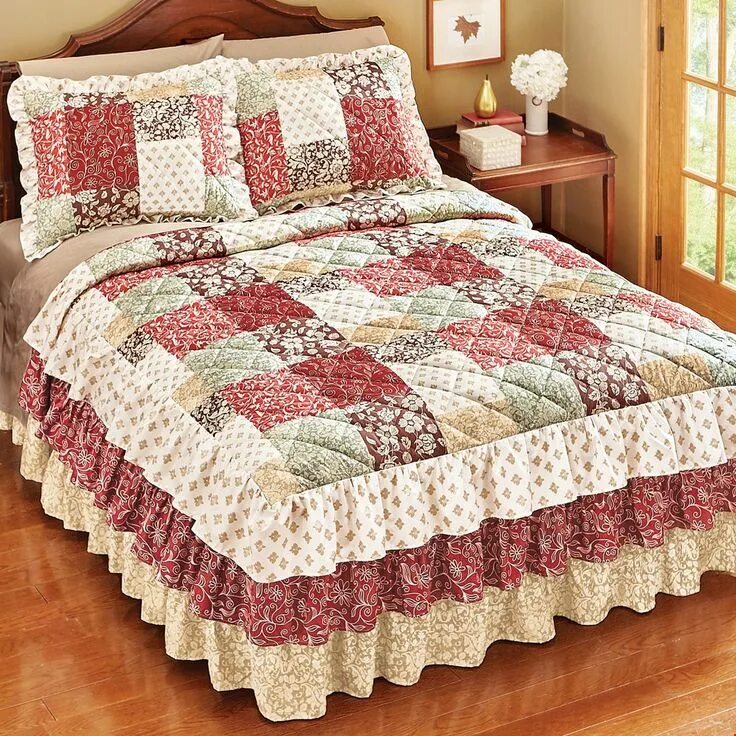 Покрывало своими руками фото Worthington Patchwork Ruffled Bedspread Collections Etc. Bed spreads, Ruffle bed