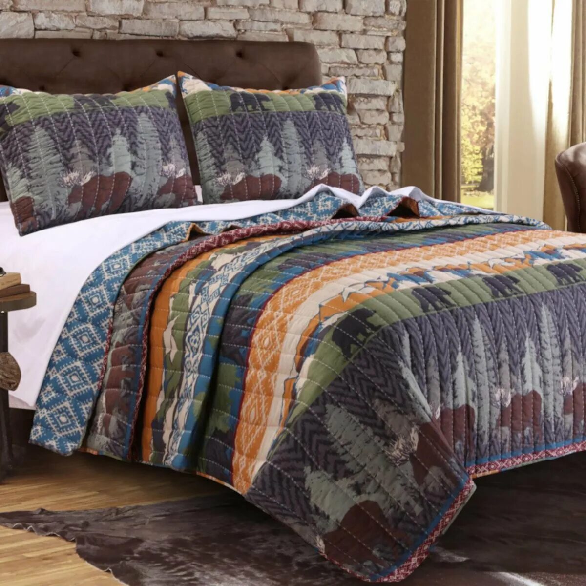 Покрывало в стиле лофт Заказать Наволочки Greenland Home Fashion Black Bear Lodge Sham - стандартный 20