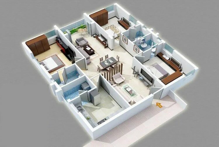 Покупка квартиры планировка 72+ Contoh Denah Rumah Ruang Tamu Di Tengah Terpopuler Bedroom floor plans, Apar