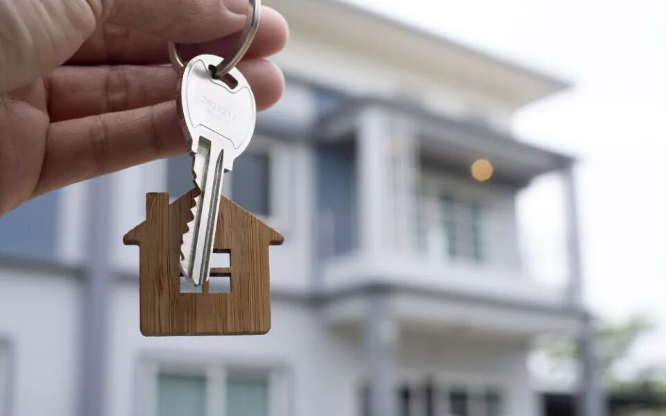 Estate Agent Giving House Keys To Customer. Stock Image - Image of keys, insuran