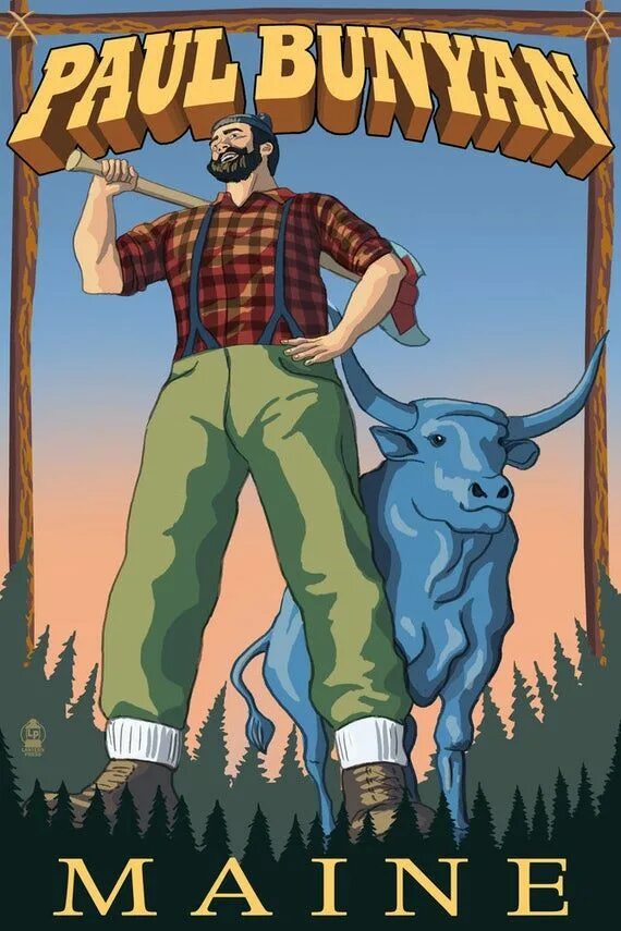 Поль баньян фото Maine - Paul Bunyan (Art Prints, Wood & Metal Signs, Canvas, Tote Bag, Towel) Pa