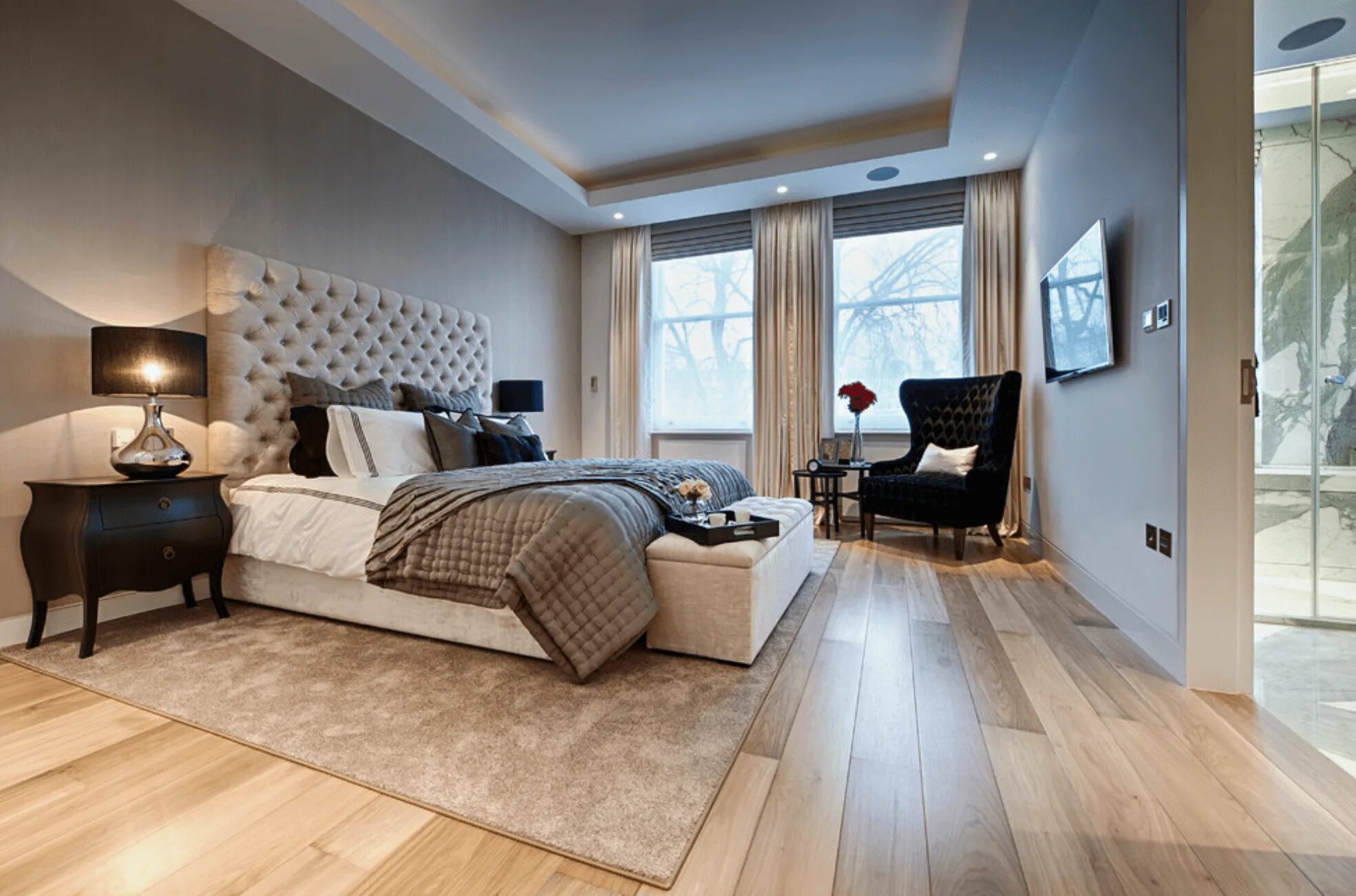 Пол интерьер спальни Quarto de casal chique Contemporary bedroom design, Contemporary bedroom interio