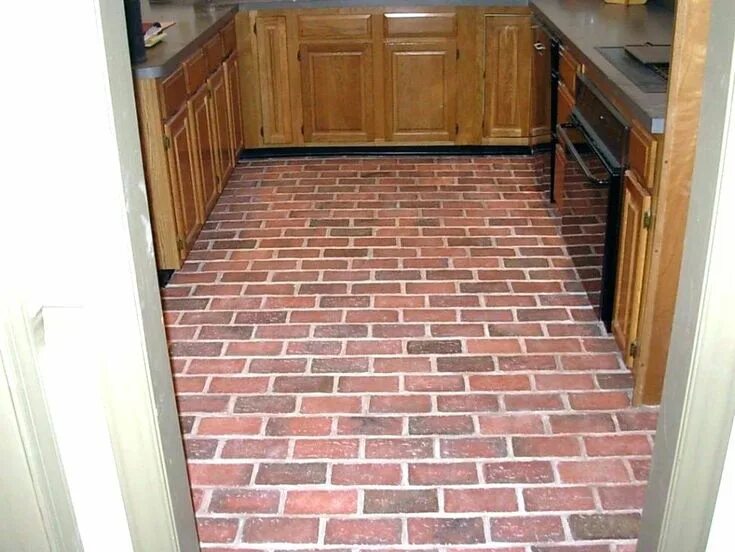 Пол из кирпича фото flooring that looks like brick ... Brick flooring, Brick tiles kitchen, Flooring