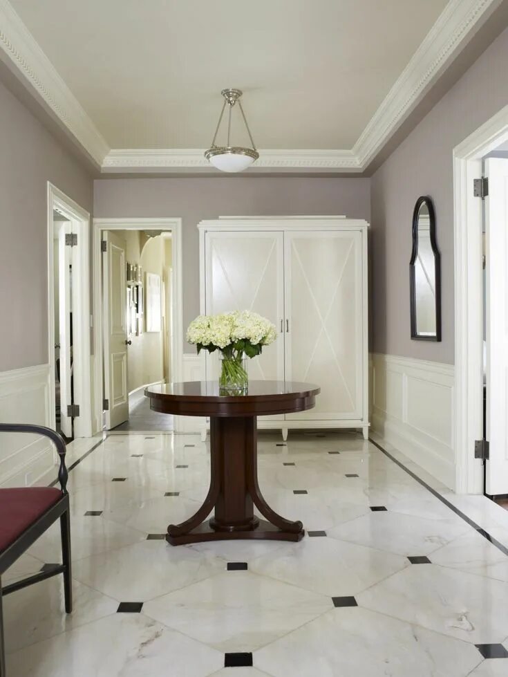 Пол кухня коридор дизайн фото grey-wall-colors-with-crown-molding-and-ceiling-lighting-also-armoire-with-foyer