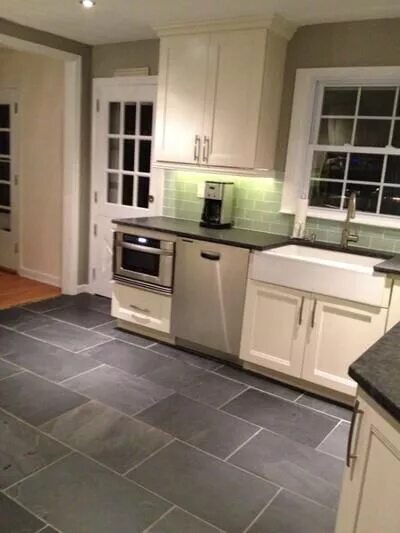 Пол на кухне плитка дизайн фото Kitchen Kitchen floor tile, Grey flooring, Kitchen flooring