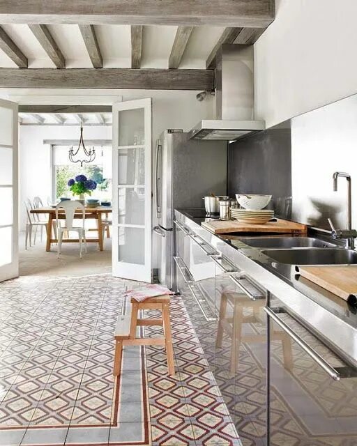 Пол на кухне плитка фото интерьера Décor de Provence: Juxtaposed... Kitchen interior, No upper cabinets, Kitchen fl