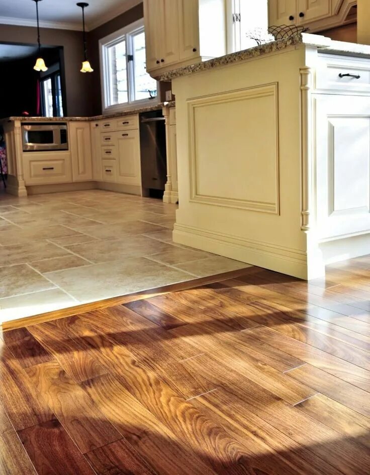 Пол плитка деревянный дом фото Image result for can you have wood floors back up against tile Kitchen floor til